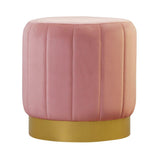 Memphis - Round Velvet Ottoman, Gold Finish Contemporary Stool, 40x43cm-Ottomans and Footstools-Belle Fierté