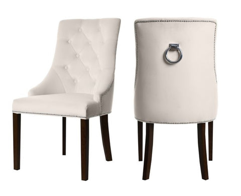 Savannah - Beige Chesterfield Knocker Dining Chair, Set of 2-Chair Set-Belle Fierté