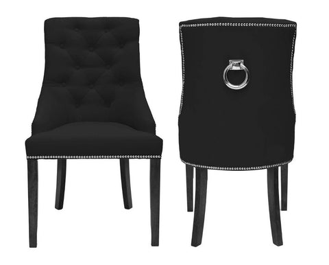 Savannah - Black Chesterfield Knocker Dining Chair, Set of 2-Chair Set-Belle Fierté