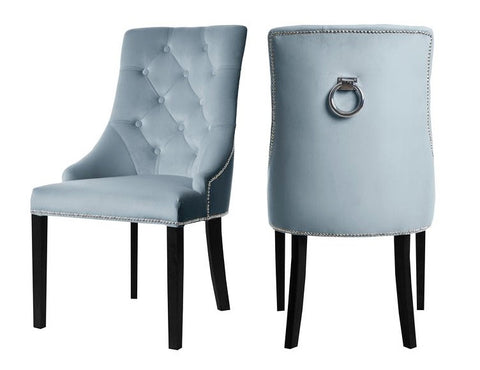 Savannah - Light Blue Chesterfield Knocker Dining Chair, Set of 2-Chair Set-Belle Fierté