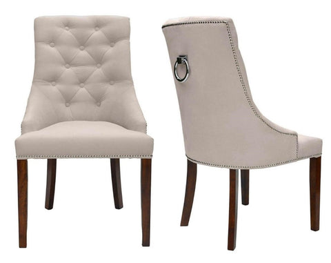 Savannah - Mink Chesterfield Knocker Dining Chair, Set of 2-Chair Set-Belle Fierté