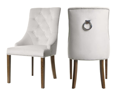 Savannah - Pearl White Chesterfield Knocker Dining Chair, Set of 2-Chair Set-Belle Fierté