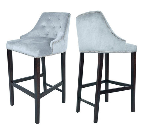 Sharon - Duck Egg Blue Kitchen Stool, Luxury Bar Chair, Set of 2-Bar chair-Belle Fierté