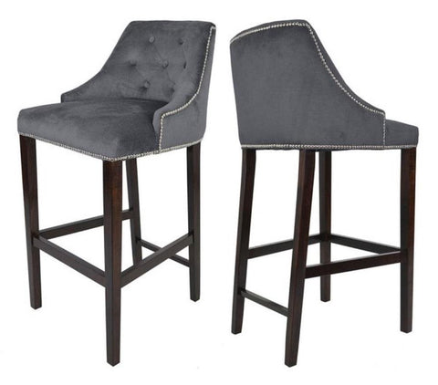 Sharon - Grey Kitchen Stool, Luxury Bar Chair, Set of 2-Bar chair-Belle Fierté