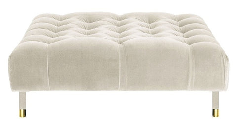 Sophie - Beige Velvet Cocktail Ottoman, 80cm Upholstered Coffee Table-Ottomans and Footstools-Belle Fierté