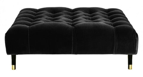 Sophie - Black Velvet Cocktail Ottoman, 80cm Upholstered Coffee Table-Ottomans and Footstools-Belle Fierté