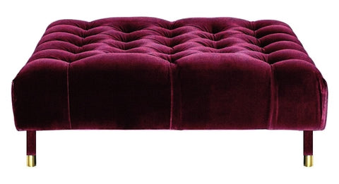 Sophie - Burgundy Velvet Cocktail Ottoman, 80cm Upholstered Coffee Table-Ottomans and Footstools-Belle Fierté