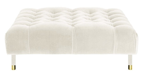 Sophie - Cream Velvet Cocktail Ottoman, 80cm Upholstered Coffee Table-Ottomans and Footstools-Belle Fierté