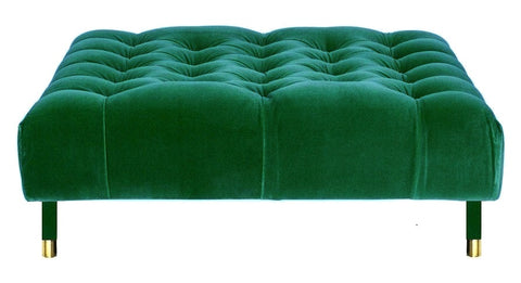 Sophie - Green Velvet Cocktail Ottoman, 80cm Upholstered Coffee Table-Ottomans and Footstools-Belle Fierté