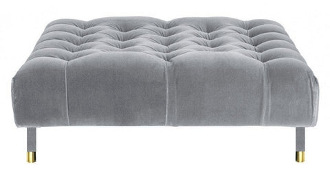 Sophie - Grey Velvet Cocktail Ottoman, 80cm Upholstered Coffee Table-Ottomans and Footstools-Belle Fierté