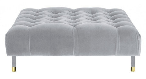 Sophie - Light Grey Velvet Cocktail Ottoman, 80cm Upholstered Coffee Table-Ottomans and Footstools-Belle Fierté