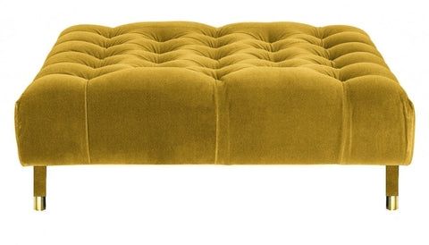 Sophie - Mustard Velvet Cocktail Ottoman, 80cm Upholstered Coffee Table-Ottomans and Footstools-Belle Fierté
