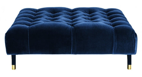 Sophie - Navy Blue Velvet Cocktail Ottoman, 80cm Upholstered Coffee Table-Ottomans and Footstools-Belle Fierté