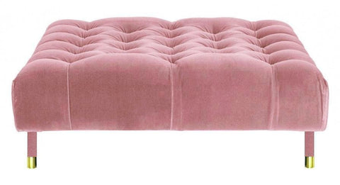 Sophie - Pink Velvet Cocktail Ottoman, 80cm Upholstered Coffee Table-Ottomans and Footstools-Belle Fierté