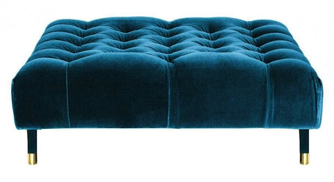 Sophie - Teal Velvet Cocktail Ottoman, 80cm Upholstered Coffee Table-Ottomans and Footstools-Belle Fierté