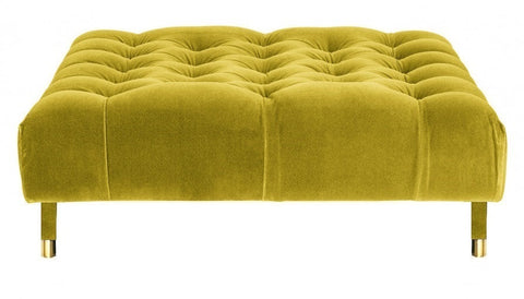 Sophie - Yellow Velvet Cocktail Ottoman, 80cm Upholstered Coffee Table-Ottomans and Footstools-Belle Fierté