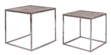 SOLASCO- Set of Tables, Chrome Base Wooden Top Accent Tables-Bedside table-Belle Fierté