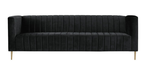 Seyan - Black Velvet Modern 3 Seater Sofa-Sofa-Belle Fierté