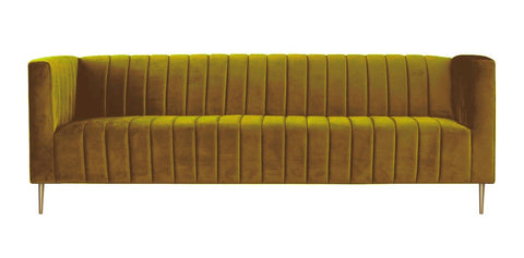 Seyan - Mustard Velvet Modern 3 Seater Sofa-Sofa-Belle Fierté