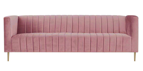 Seyan - Pink Velvet Modern 3 Seater Sofa-Sofa-Belle Fierté