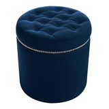 Tegan - Round Studded Tufted Velvet Footstool, 40x45cm-Ottomans and Footstools-Belle Fierté