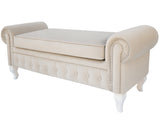 Large Velvet Ottoman, Upholstered Bench with a Storage Box-Benches & Ottomans-Belle Fierté