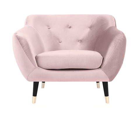 Violetta - Baby Pink Velvet Retro Style Armchair-Armchair-Belle Fierté