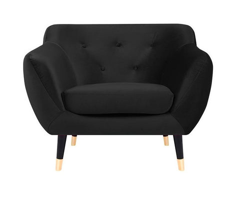 Violetta - Black Velvet Retro Style Armchair-Armchair-Belle Fierté