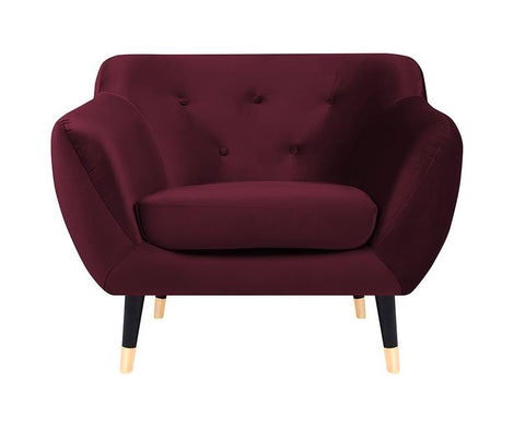 Violetta - Burgundy Velvet Retro Style Armchair-Armchair-Belle Fierté