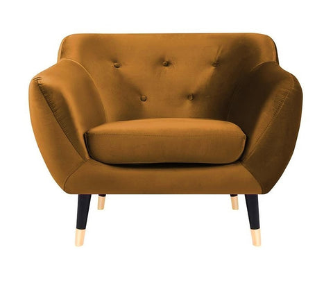 Violetta - Burnt Orange Velvet Retro Style Armchair-Armchair-Belle Fierté