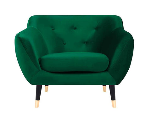 Violetta - Emerald Green Velvet Retro Style Armchair-Armchair-Belle Fierté