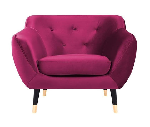 Violetta - Fuchsia Pink Velvet Retro Style Armchair-Armchair-Belle Fierté