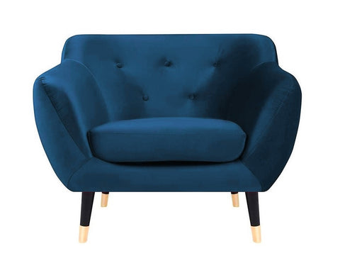 Violetta - Navy Blue Velvet Retro Style Armchair-Armchair-Belle Fierté