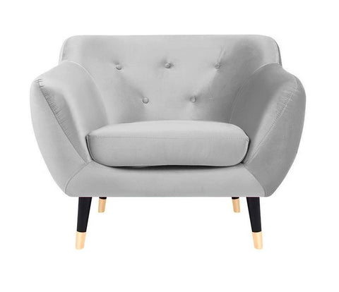 Violetta - Silver Velvet Retro Style Armchair-Armchair-Belle Fierté