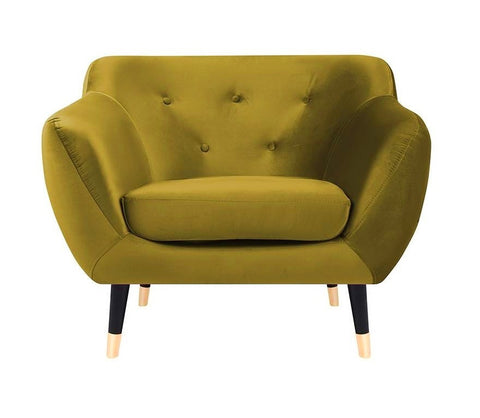 Violetta - Yellow Retro Style Velvet Armchair-Armchair-Belle Fierté