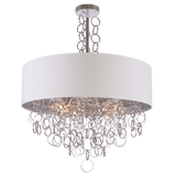 EUGENE - Glamour Ceiling Lamp, Chrome Finish White Shade Chandelier-Chandelier-Belle Fierté