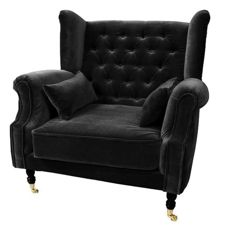 Fox - Elegant Velvet Wingback Armchair-Armchair-Belle Fierté