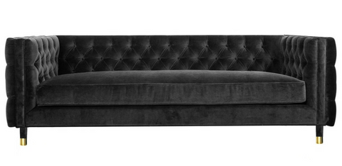 Acerra - Black Velvet Sofa, Tufted Chesterfield Sofa, 230x85x75cm-Sofa-Belle Fierté