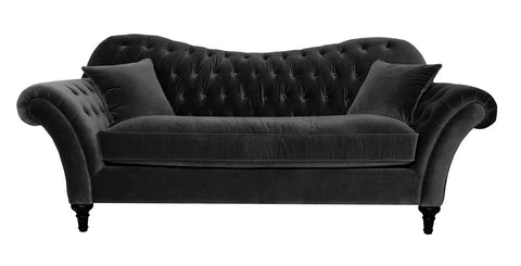 Abbey - Luxury 3 Seater Curved Back Sofa, Chesterfield Velvet Sofa-Sofa-Belle Fierté