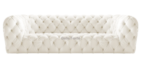 White tufted top leather sectional