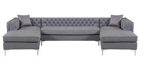 Carrara Modern Genuine Leather Chesterfield U Shape Sofa