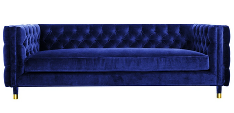 Acerra - Navy Blue Velvet Sofa, Tufted Chesterfield Sofa, 230x85x75cm-Sofa-Belle Fierté