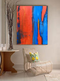 Abstract Acrylic Canvas, Handmade Painting - "Orange Blue"-Wall art-Belle Fierté