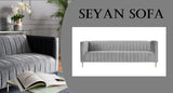 Seyan - Grey Velvet Modern 3 Seater Sofa-Sofa-Belle Fierté