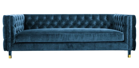 Acerra - Teal Velvet Sofa, Tufted Chesterfield Sofa, 230x85x75cm-Sofa-Belle Fierté