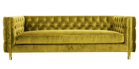 Acerra - Modern Chesterfield Velvet Sofa (230cm) - Yellow Mustard-Sofa-Belle Fierté